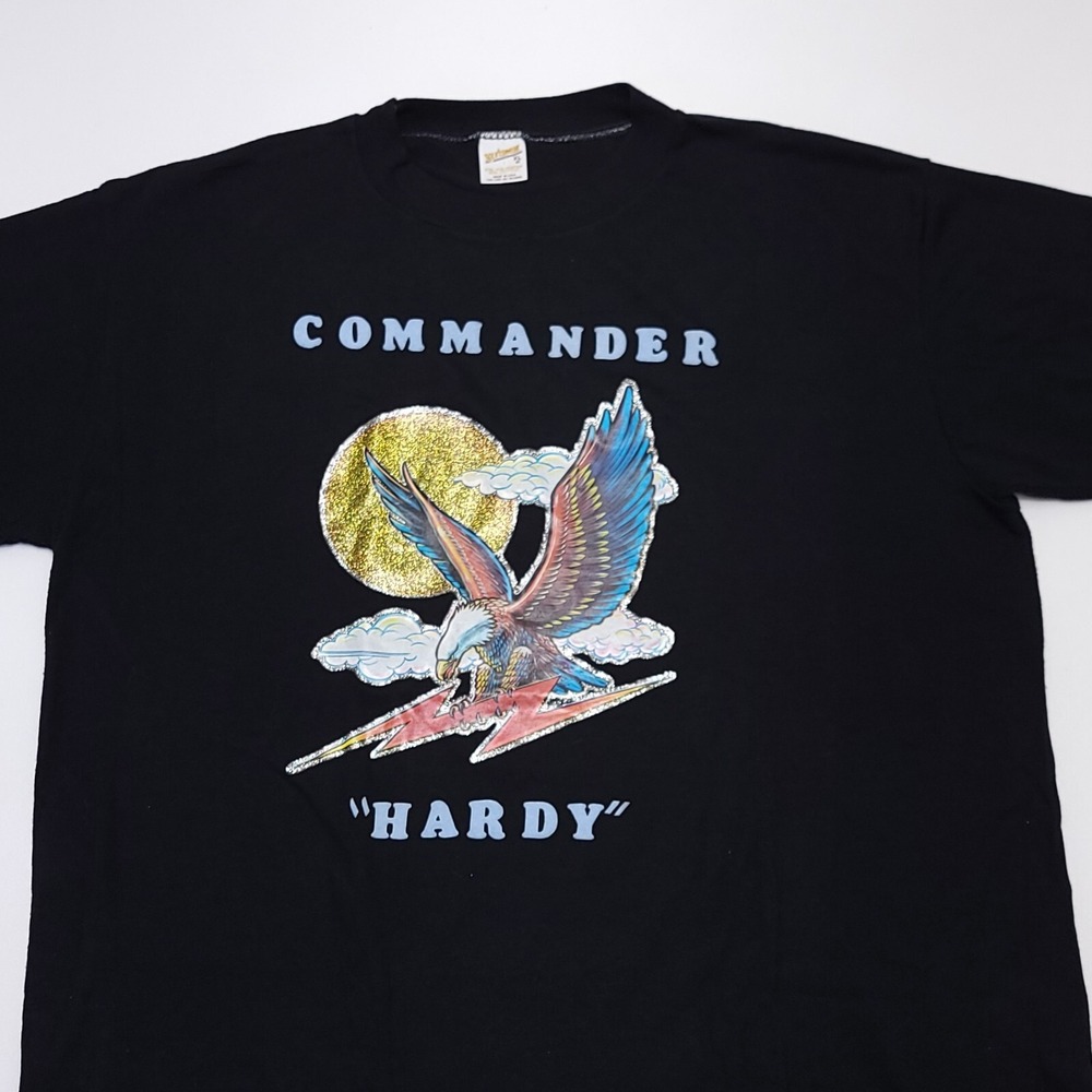 Vtg Eagle Lightning Bolt T-Shirt Mens XL Black Sportswear Single Stitch 4th July